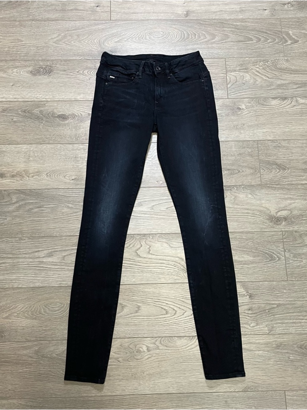 G-Star RAW Midge Zip Mid Skinny Jeans Black Denim W28 L34 Women's Low/Mid Rise